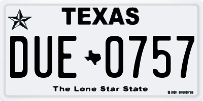 TX license plate DUE0757