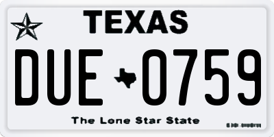 TX license plate DUE0759