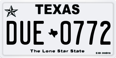 TX license plate DUE0772