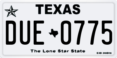 TX license plate DUE0775
