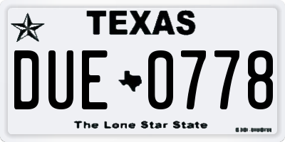 TX license plate DUE0778