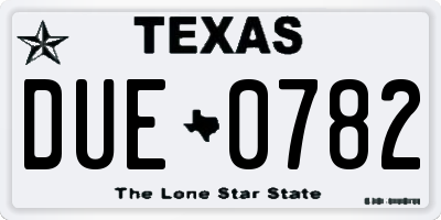 TX license plate DUE0782