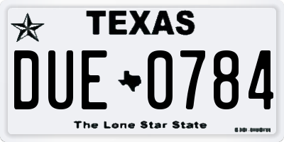 TX license plate DUE0784