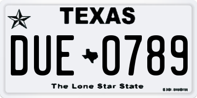 TX license plate DUE0789