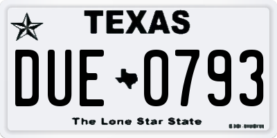 TX license plate DUE0793