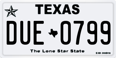 TX license plate DUE0799