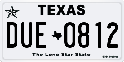 TX license plate DUE0812