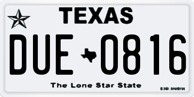 TX license plate DUE0816