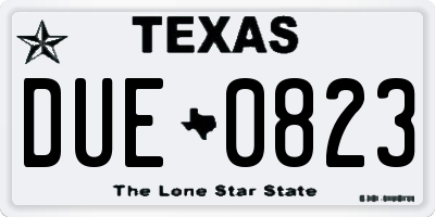 TX license plate DUE0823
