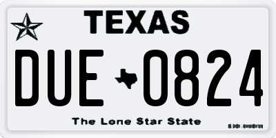 TX license plate DUE0824