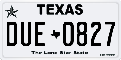 TX license plate DUE0827