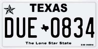 TX license plate DUE0834