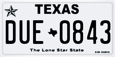 TX license plate DUE0843