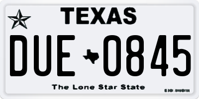 TX license plate DUE0845