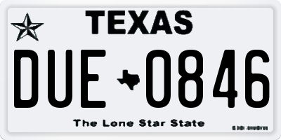 TX license plate DUE0846