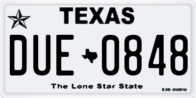 TX license plate DUE0848