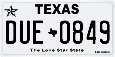 TX license plate DUE0849