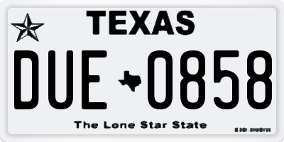 TX license plate DUE0858