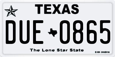 TX license plate DUE0865