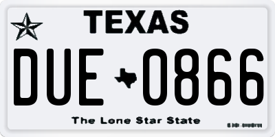 TX license plate DUE0866