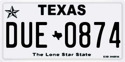 TX license plate DUE0874