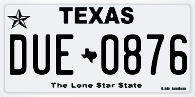TX license plate DUE0876