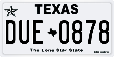 TX license plate DUE0878