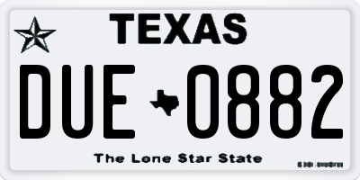 TX license plate DUE0882