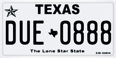 TX license plate DUE0888