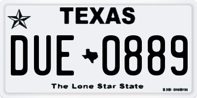 TX license plate DUE0889