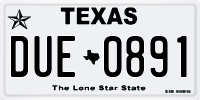 TX license plate DUE0891