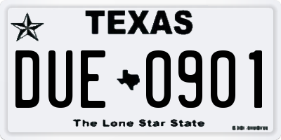 TX license plate DUE0901