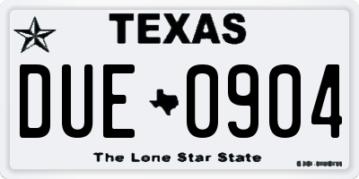TX license plate DUE0904
