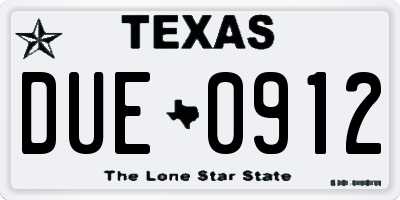 TX license plate DUE0912