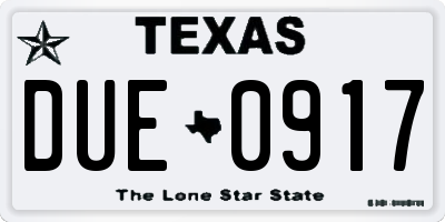 TX license plate DUE0917