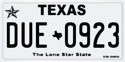 TX license plate DUE0923