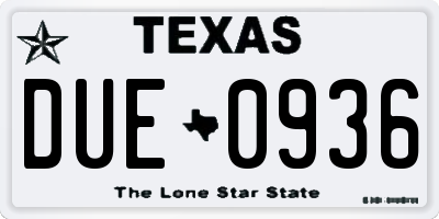 TX license plate DUE0936