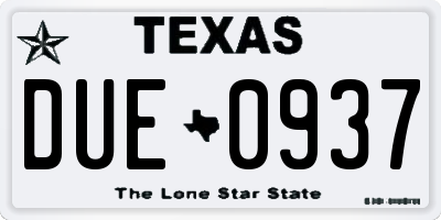 TX license plate DUE0937