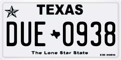 TX license plate DUE0938