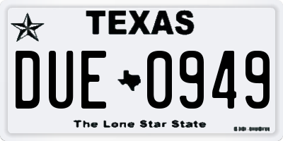 TX license plate DUE0949