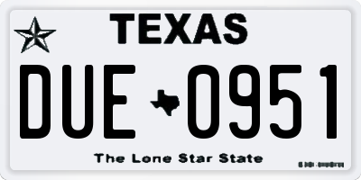 TX license plate DUE0951