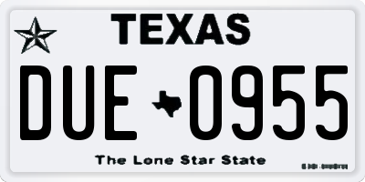 TX license plate DUE0955