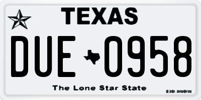 TX license plate DUE0958