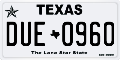 TX license plate DUE0960