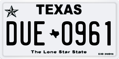 TX license plate DUE0961