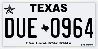 TX license plate DUE0964