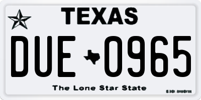 TX license plate DUE0965