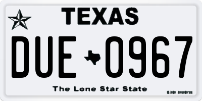 TX license plate DUE0967