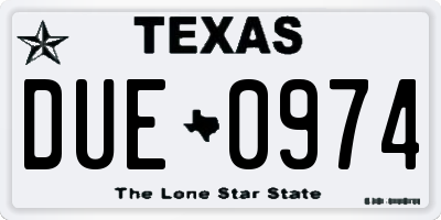 TX license plate DUE0974