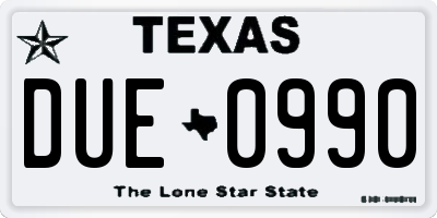 TX license plate DUE0990
